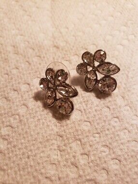 Vintage Givenchy Rhinestone Cluster Stud Earrings